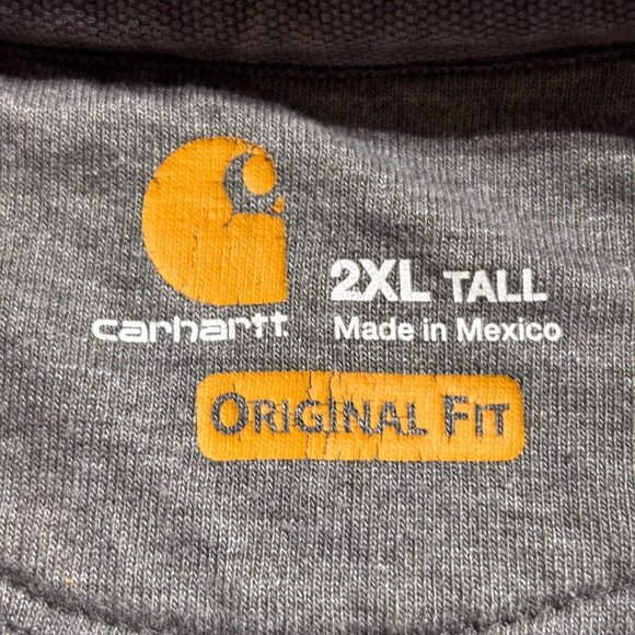 Carhartt Mens 2XL Tall Gray Full-Zip Hooded Sweatshirt Original Fit Cotton Mix - Picture 8 of 9